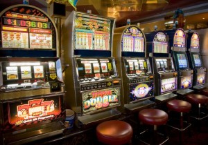 Row of slot machines in a cruise ship